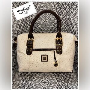 Rare Sharif 1827 Quiet Luxury Ostrich-Embossed Leather Shoulder Bag like NEW
